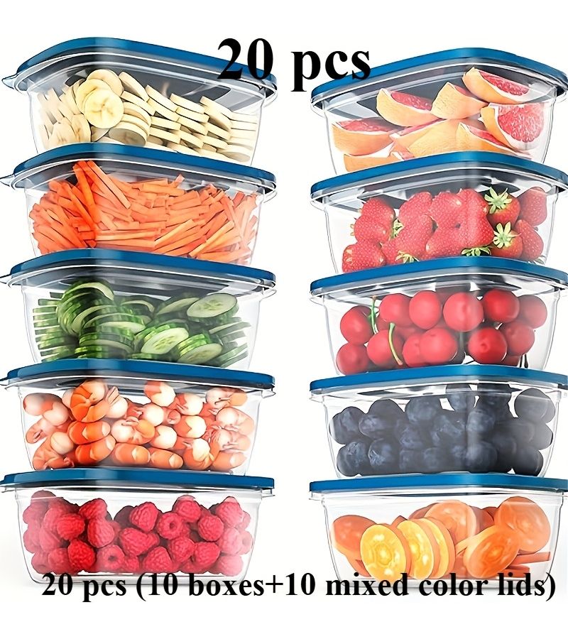 20 Pieces Clear Food Storage Boxes with Lids Reusable Stackable Leak Proof Microwave and Dishwasher Safe - Image 1