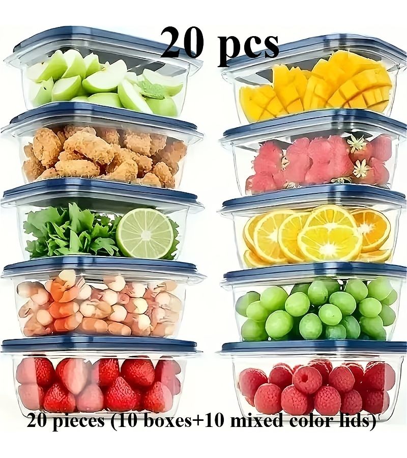 20 Pieces Clear Food Storage Boxes with Lids Reusable Stackable Leak Proof Microwave and Dishwasher Safe - Image 2