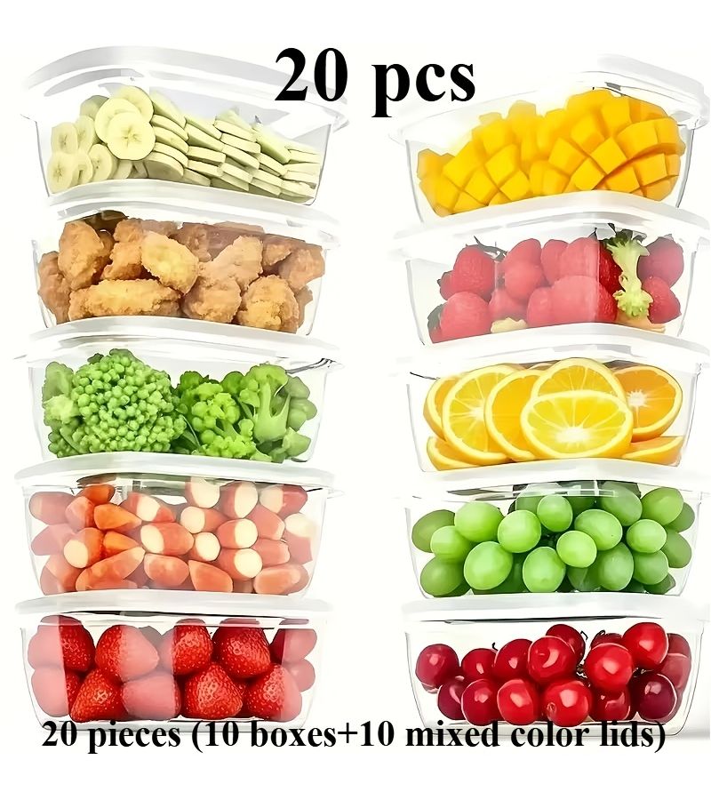 20 Pieces Clear Food Storage Boxes with Lids Reusable Stackable Leak Proof Microwave and Dishwasher Safe - Image 3