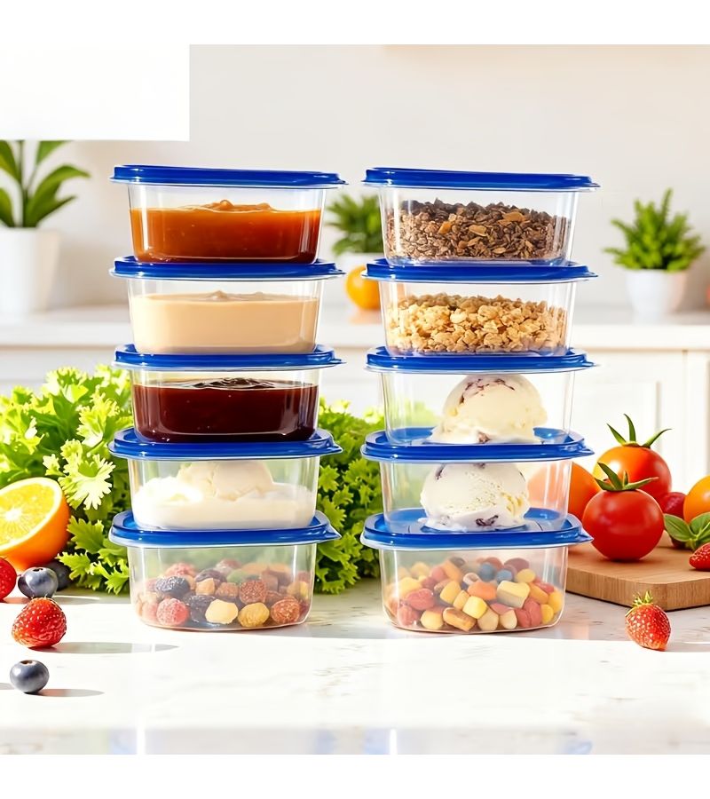 20 Pieces Clear Food Storage Boxes with Lids Reusable Stackable Leak Proof Microwave and Dishwasher Safe - Image 4