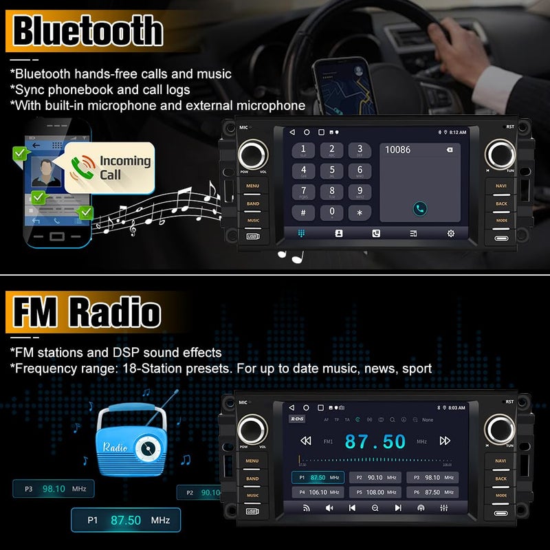 AWESAFE [2GB+64GB] Car Stereo for Jeep Wrangler JK 2007-2018 Dodge Ram 1500 2008-2012, Touch Screen Carplay Radio with WiFi GPS AM FM CarPlay Android Auto - Image 5