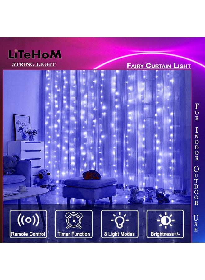 Litehom 300 Led Fairy Curtain Lights 3 Meters With Remote Control Adjustable,Usb Operated Led Light For Home Decoration,Diwali Decoration,Bedroom Birthday Balloon Decoration(Blue) - Image 5