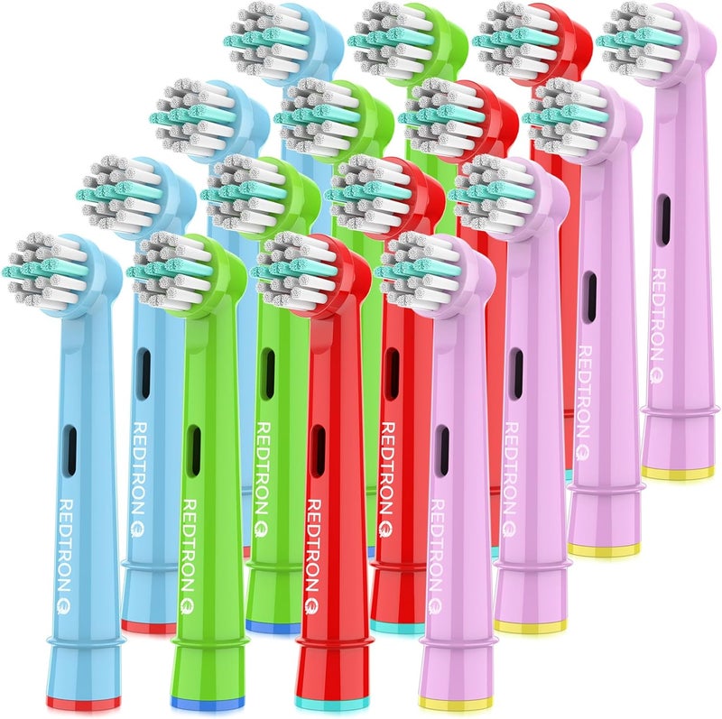 REDTRON - Children's Electric Toothbrush Heads Compatible with Oral B, Soft Bristles Children's Toothbrush Heads, Children's Replacement Toothbrush Head for Sensitive Teeth and Gums (Pack of 16) - Image 1