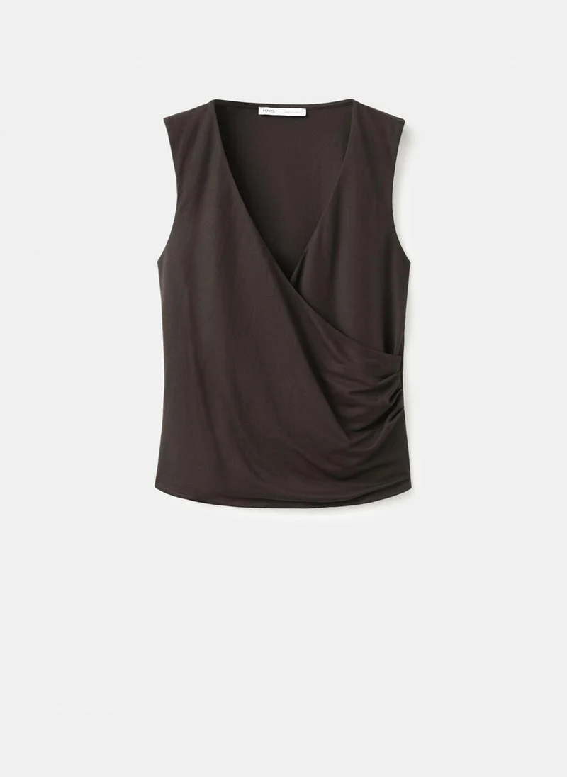 Mango  Ruched Wrap Top for Women | Best Price UAE