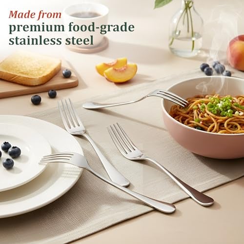 Parage 12 Pieces Stainless Steel Dinner Forks Set - Fork Set for Home and Kitchen, 12-Pieces Fruit Fork for Dining Table, Shiny and Sturdy Handle Forks with Round Edge - Image 2