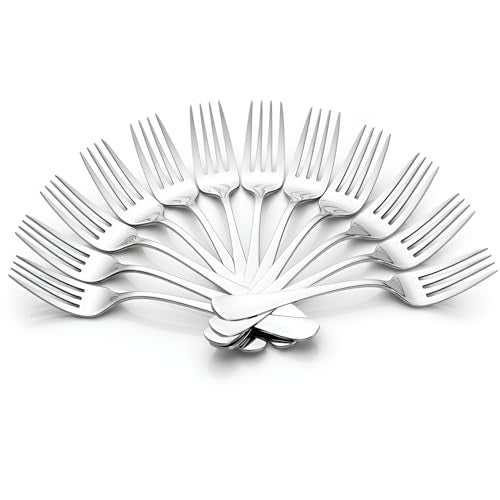 Parage 12 Pieces Stainless Steel Dinner Forks Set - Fork Set for Home and Kitchen, 12-Pieces Fruit Fork for Dining Table, Shiny and Sturdy Handle Forks with Round Edge - Image 1