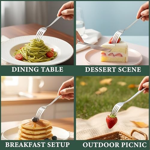 Parage 12 Pieces Stainless Steel Dinner Forks Set - Fork Set for Home and Kitchen, 12-Pieces Fruit Fork for Dining Table, Shiny and Sturdy Handle Forks with Round Edge - Image 4