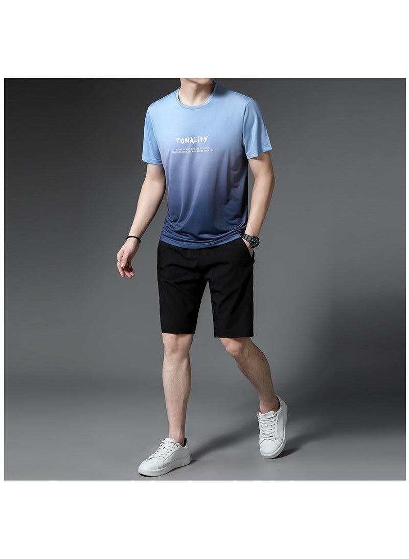Men's Summer Fashion Casual Print Sports Short sleeved Shorts Set  - Image 1