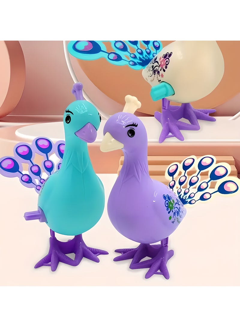 LIXADA 2pcs Peacock Jumping Toy - Novelty Wind-Up Animal Figurine, Creative Play Gift for Festive Occasions - Plastic, Mixed Color, Special Birthday Presents for Youngsters Age 3+ (Random Color)  - Image 1