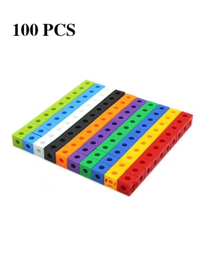 OMEVE 100pcs 10colors Multilink Linking Counting Cubes Snap Blocks Teaching Math Aids Manipulative Early Education DIY Toy - Image 1
