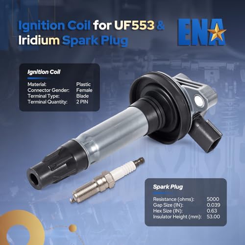 ENA Set of 6 Ignition Coil Pack and Spark Plugs 3.7 3.5 V6 Compatible with Ford F150 Edge Flex Taurus Lincoln MKS MKT MKZ MKX Mercury Sable 2008 2009 2010 2011 2012 2013 2014 2015 2016 Replace UF553 5019 - Image 2
