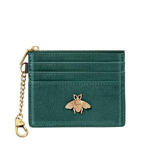 SEAVILIA Card Holder Keychain Wallet for Women with ID Window RFID Coin Purse Bee Gifts Slim Minimalist Small Wallet - Image 1