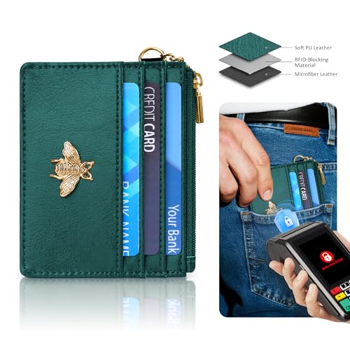 SEAVILIA Card Holder Keychain Wallet for Women with ID Window RFID Coin Purse Bee Gifts Slim Minimalist Small Wallet - Image 4