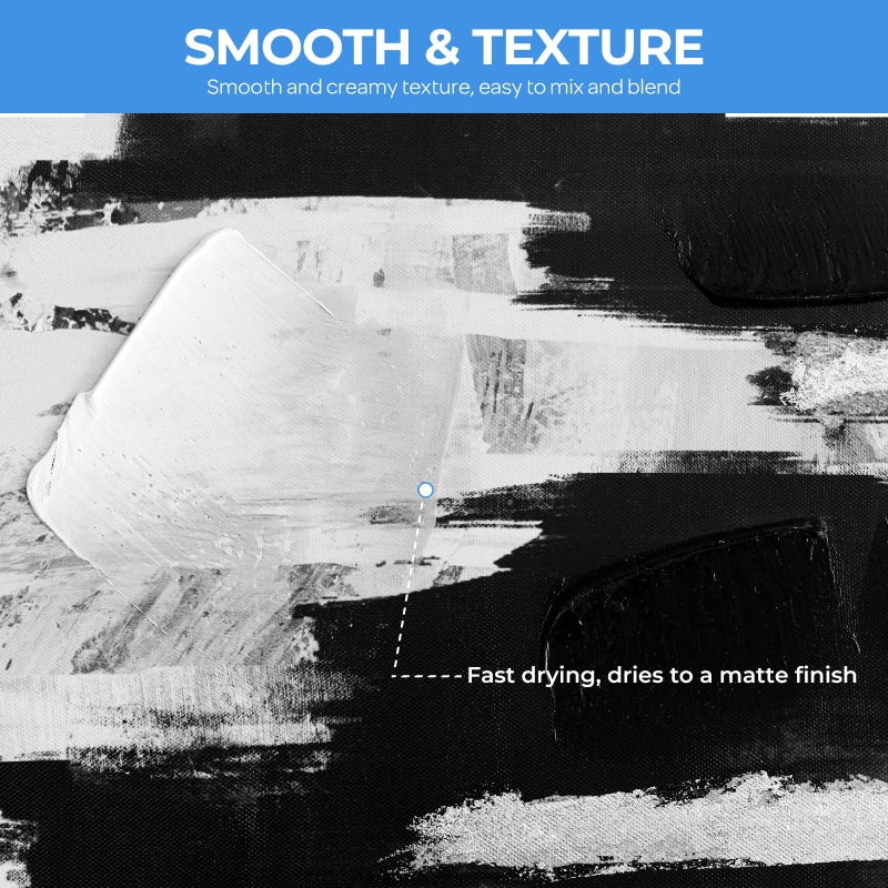 Nicpro White & Black Large Acrylic Paint (16.9 oz, 500 ml), Rich Pigments, Non Toxic Craft Paint for Multi Surface, Canvas, Wood, Leather, Ceramic, Fabric - Art Painting Supplies for Beginners, Artists & Adults - Image 4