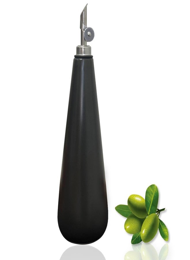 Qlans 19 oz Ceramic Olive Oil Bottle Dispenser for Kitchen, Large Capacity Oli and Vinegar Cruet with Stainless Steel Spout, Oil Container, Pack of 1, Black - Image 1