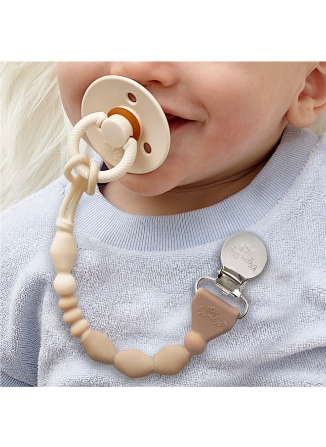 Itzy Ritzy Itzy Ritzy Silicone Pacifier Clip; 100% Food Grade Silicone Pacifier Strap with Clip Keeps Pacifiers, Teethers & Small Toys in Place; Features One-Piece Design & Silicone Cord (Toast Ombre)  - Image 1
