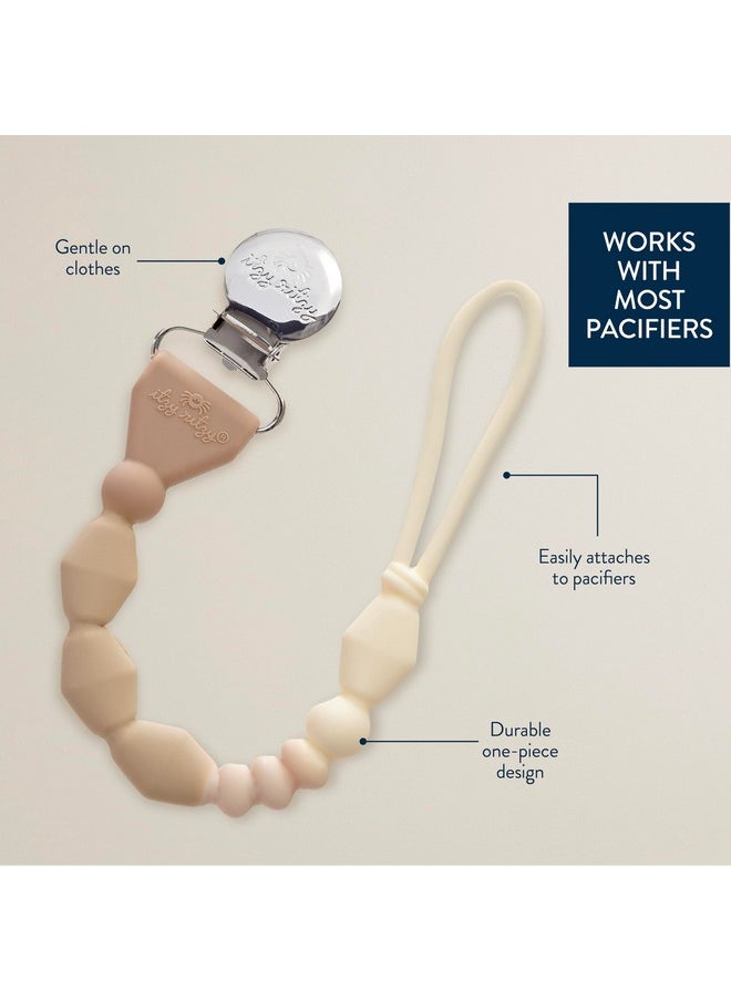 Itzy Ritzy Itzy Ritzy Silicone Pacifier Clip; 100% Food Grade Silicone Pacifier Strap with Clip Keeps Pacifiers, Teethers & Small Toys in Place; Features One-Piece Design & Silicone Cord (Toast Ombre)  - Image 2