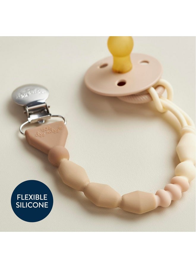 Itzy Ritzy Itzy Ritzy Silicone Pacifier Clip; 100% Food Grade Silicone Pacifier Strap with Clip Keeps Pacifiers, Teethers & Small Toys in Place; Features One-Piece Design & Silicone Cord (Toast Ombre)  - Image 3