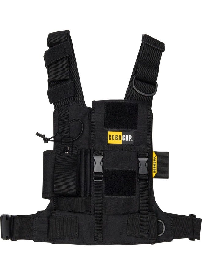 ROBOCUP Radio Chest Harness Vest - Adjustable Utility Organizer with Silent Buckle Closure - Full Size Ham Radio Pouch, Secure Fit, Work Gear with D-Rings, Reflective Safety Stripes, Hook & Loop Patch - Image 3