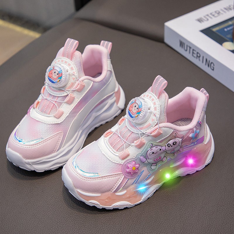 Shoes Children'S Leisure 2024 Breathable Soft Bottom New Sneaker Sneaker Girls' Light Flash Light - Image 5