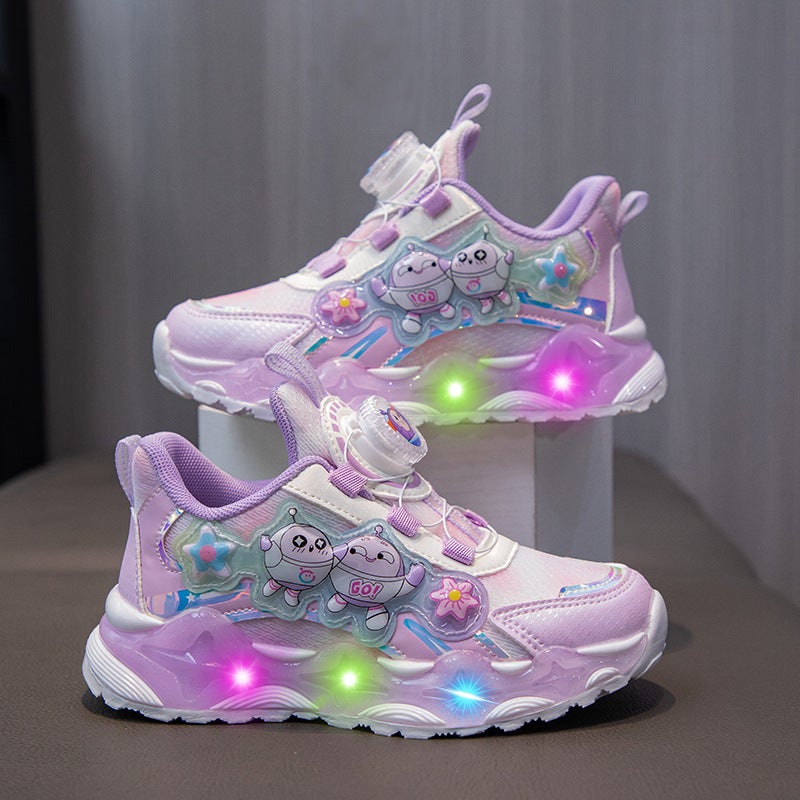 Shoes Children'S Leisure 2024 Breathable Soft Bottom New Sneaker Sneaker Girls' Light Flash Light - Image 4