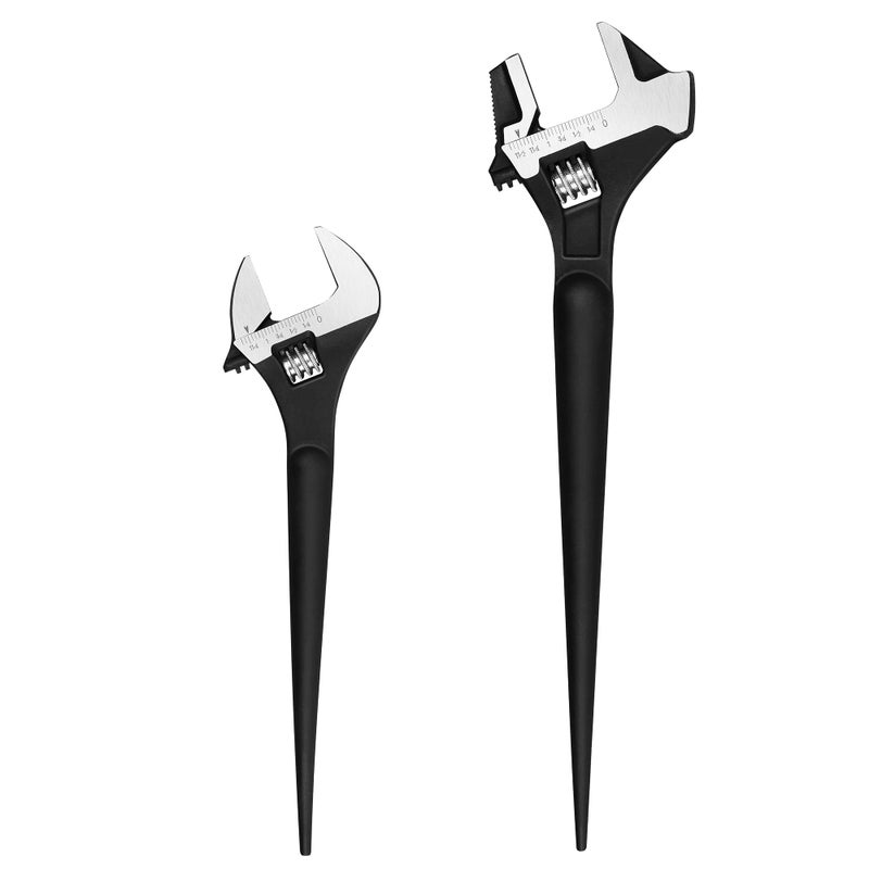 MAXPOWER 2 Pieces Spud Wrenches Set 12 inch Adjustable Spud Wrench 16 inch Spud Wrench with Reversible Jaw Hammer Head