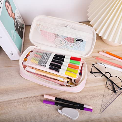 iSuperb Foldable Pencil Case Zipper Big Capacity Aesthetic Canvas Pencil Pouch Compartments Stationery Organizers Pen Bag for Kids Girls Boys Teen Child Student School Supplies Makeup Bags - Image 3