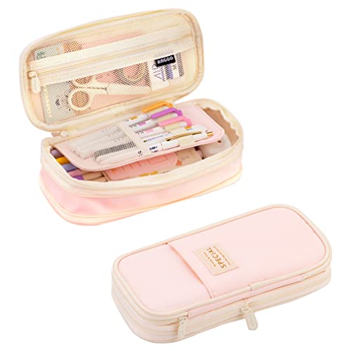 iSuperb Foldable Pencil Case Zipper Big Capacity Aesthetic Canvas Pencil Pouch Compartments Stationery Organizers Pen Bag for Kids Girls Boys Teen Child Student School Supplies Makeup Bags - Image 1