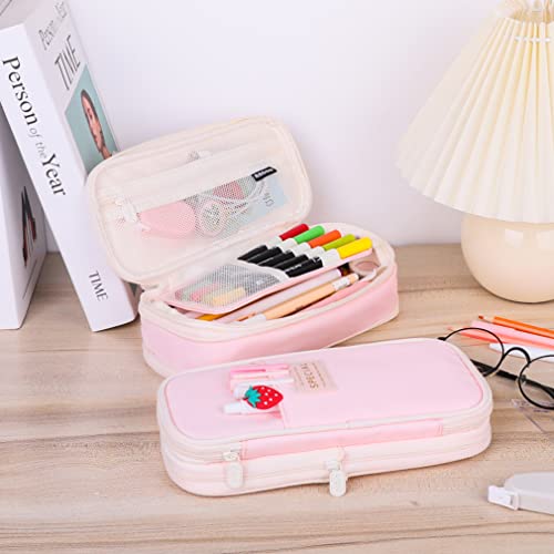 iSuperb Foldable Pencil Case Zipper Big Capacity Aesthetic Canvas Pencil Pouch Compartments Stationery Organizers Pen Bag for Kids Girls Boys Teen Child Student School Supplies Makeup Bags - Image 2