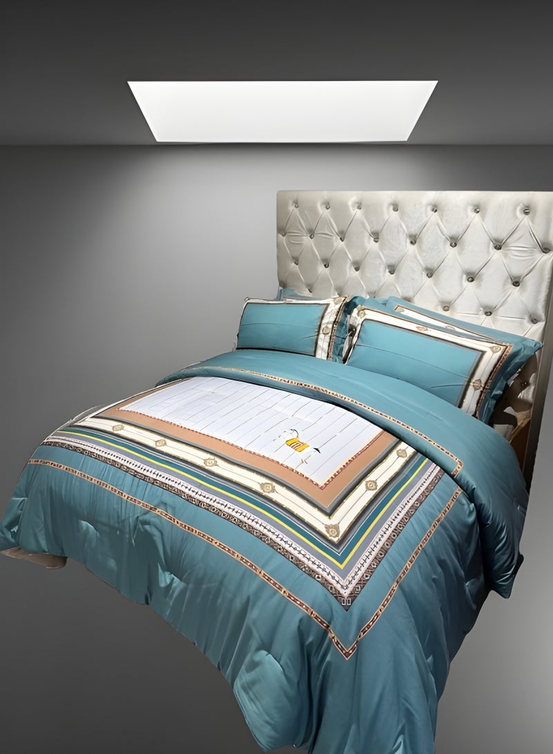 HOMETOPIA Luxury 6-Piece Bedding Set King Size – Ultra-Soft Microfiber Comforter 230x260cm, Deep Pocket Fitted Sheet 200x200+30cm, 4 Pillow Covers – Classic Royal Pattern – Wrinkle-Free, Breathable, Machine Washable, Hotel Quality Bed Set – Double Bed Mattress Fit – Premium Bedroom Essentials KSA  - Image 1