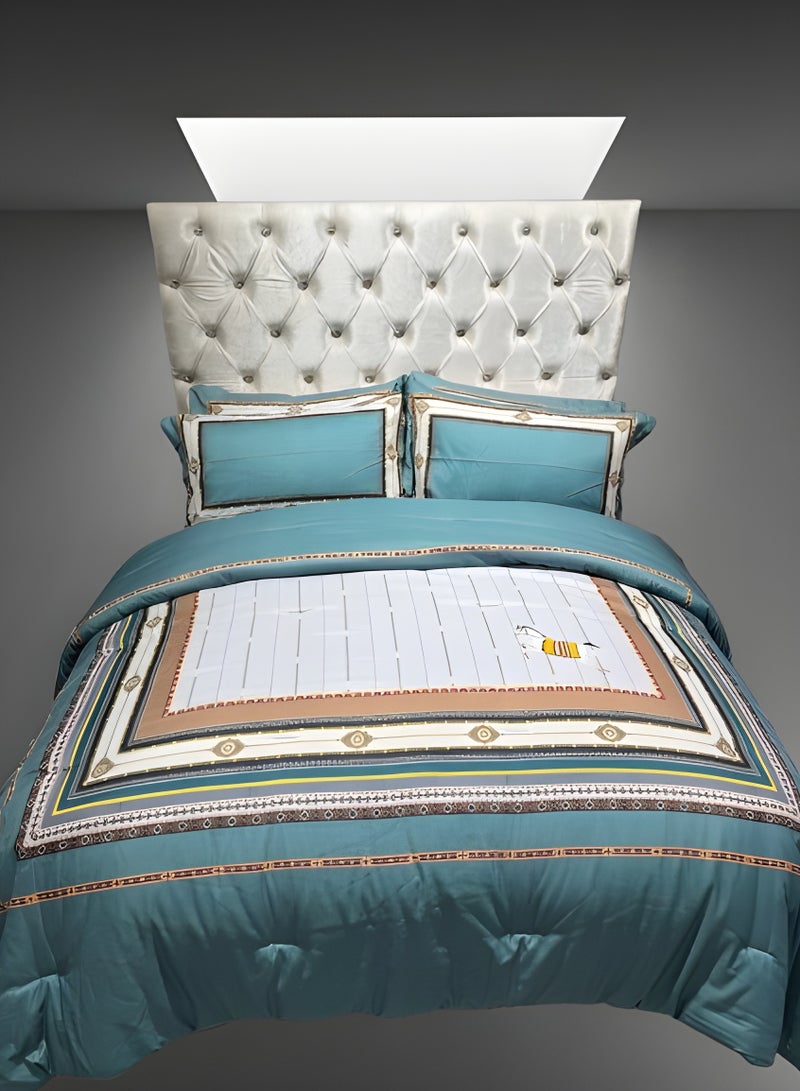 HOMETOPIA Luxury 6-Piece Bedding Set King Size – Ultra-Soft Microfiber Comforter 230x260cm, Deep Pocket Fitted Sheet 200x200+30cm, 4 Pillow Covers – Classic Royal Pattern – Wrinkle-Free, Breathable, Machine Washable, Hotel Quality Bed Set – Double Bed Mattress Fit – Premium Bedroom Essentials KSA  - Image 2