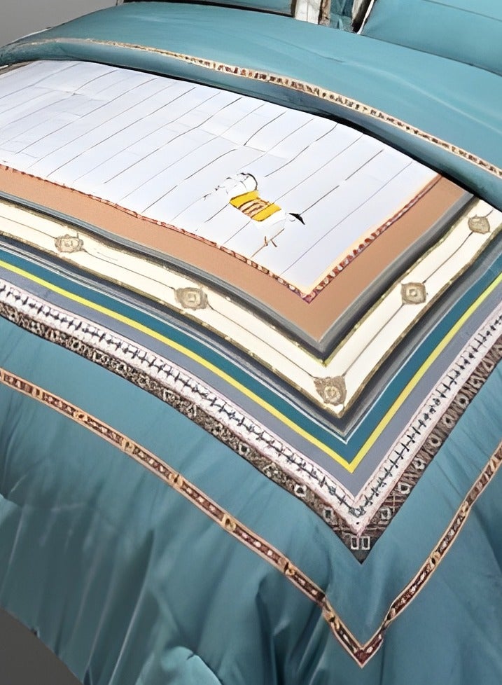 HOMETOPIA Luxury 6-Piece Bedding Set King Size – Ultra-Soft Microfiber Comforter 230x260cm, Deep Pocket Fitted Sheet 200x200+30cm, 4 Pillow Covers – Classic Royal Pattern – Wrinkle-Free, Breathable, Machine Washable, Hotel Quality Bed Set – Double Bed Mattress Fit – Premium Bedroom Essentials KSA  - Image 3