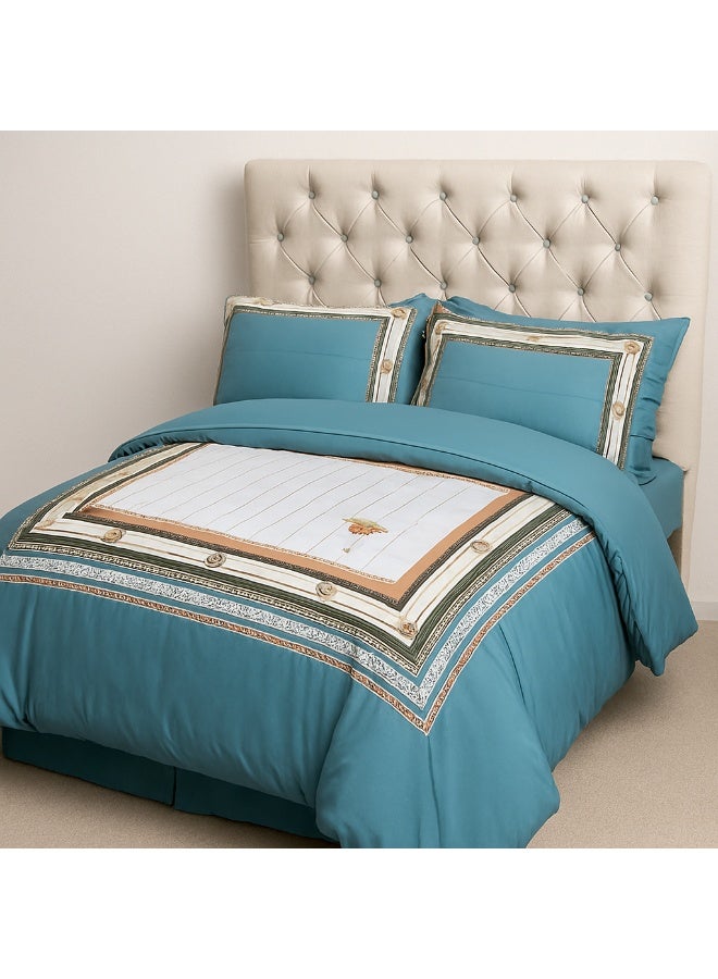 HOMETOPIA Luxury 6-Piece Bedding Set King Size – Ultra-Soft Microfiber Comforter 230x260cm, Deep Pocket Fitted Sheet 200x200+30cm, 4 Pillow Covers – Classic Royal Pattern – Wrinkle-Free, Breathable, Machine Washable, Hotel Quality Bed Set – Double Bed Mattress Fit – Premium Bedroom Essentials KSA - Image 1