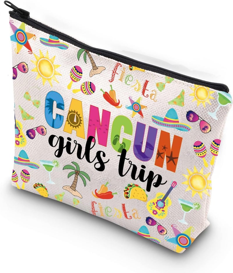 WCGXKO Cancun Girl's Trip Gift Cancun Gift Cancun Holiday Zipper Pouch Cosmetic Bag (CANCUN)