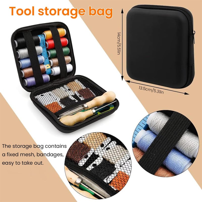HASTHIP HASTHIP® 59 Pcs Leather Sewing Kit, Leather Needles for Hand Sewing, Heavy Duty Sewing Upholstery Repair Kit Waxed Thread Large-Eye Stitching Needles for Carseat Backpack Carpet Boots Shoes Sofa - Image 4