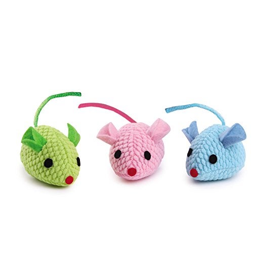 Savvy Tabby Knit Mice, Fur Mice, and Balls Cat Toys, 12-Packs - Image 4
