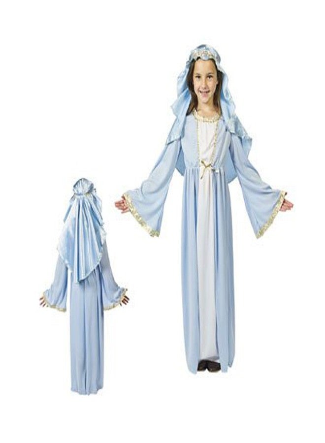 FE Premium Virgin Mary Costume for Kids - Biblical Nativity Dress for Christmas Pageant & Church Plays | Blue Polyester Gown with Headpiece for Girls Religious Performances