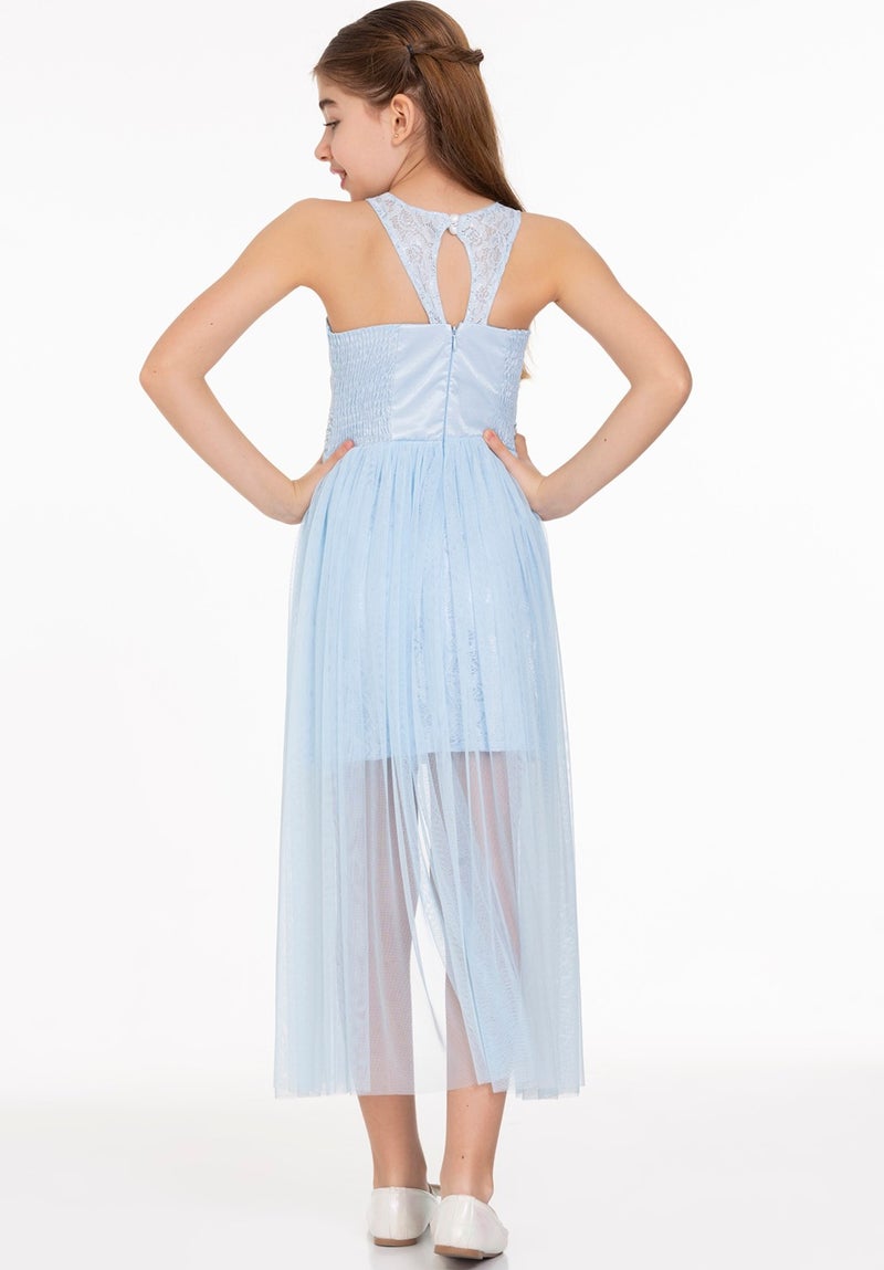 Ahengim AHENGİM GIRL CHILDREN'S EVENING DRESS GIRL'S PEARL STONE TULLE GIRL'S EVENING DRESS AK2229  - Image 4
