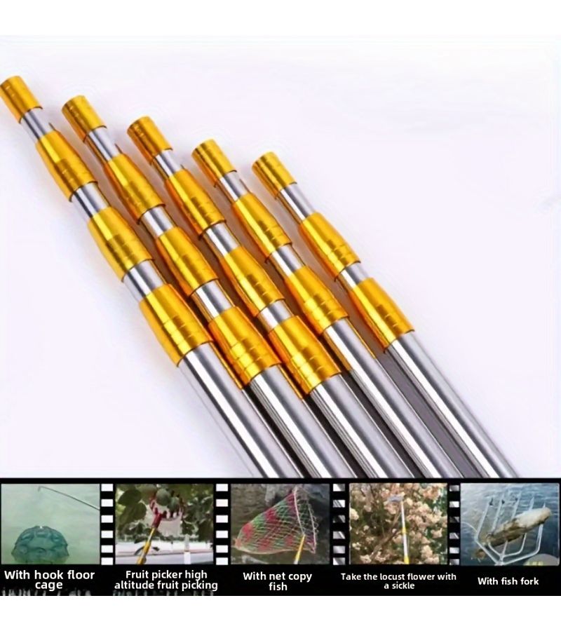 4pcs Extendable Fruit Picker With 4m Telescopic Pole And Mesh Bag For Persimmons Apples Mangoes Peaches Beige Rod Set With Net Bag Sickle Head Toon Hook Durable Metal Garden Tool For High Altitude Harvesting Garden Equipment - Image 5