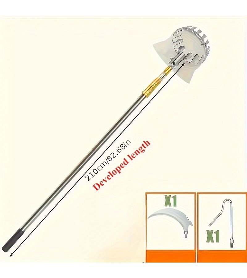 4pcs Extendable Fruit Picker With 4m Telescopic Pole And Mesh Bag For Persimmons Apples Mangoes Peaches Beige Rod Set With Net Bag Sickle Head Toon Hook Durable Metal Garden Tool For High Altitude Harvesting Garden Equipment - Image 3