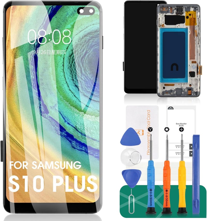SRJTEK TFT for Samsung S10 Plus LCD for Samsung Galaxy S10 Plus SM-G975U Screen Replacement for Samsung Galaxy S10 Plus LCD Digitizer Touch Screen Replacement with Frame (Not Fingerprint Function) - Image 1