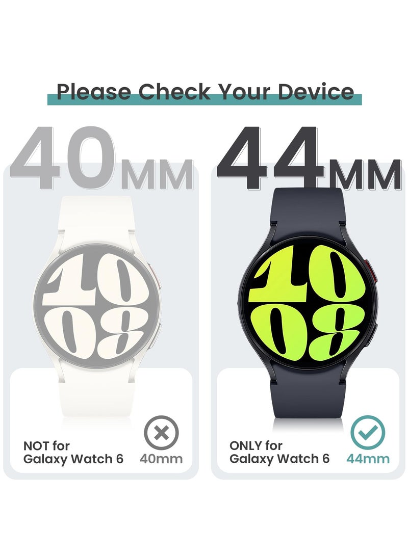 Glass Case Compatible with Samsung Galaxy Watch 6 44MM Smartwatch Case Accessories, All Around Hard PC Scratched Resistant Full Protective Cover for Samsung Galaxy Watch 6 44MM,Black  - Image 2