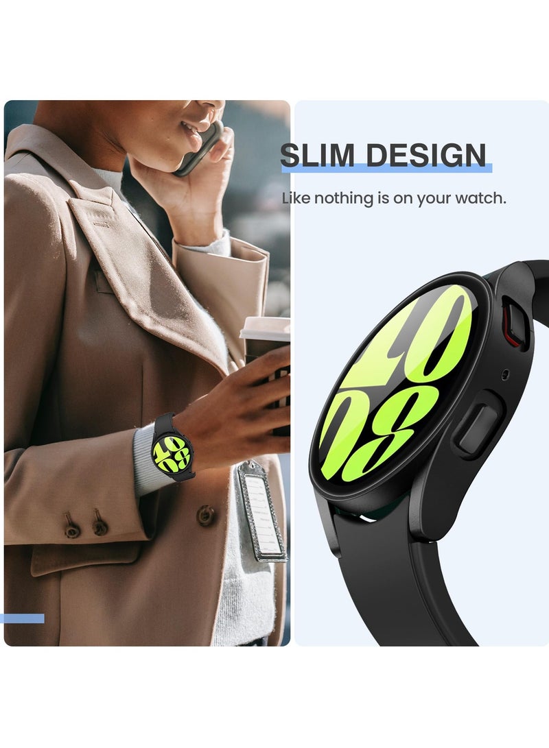 Glass Case Compatible with Samsung Galaxy Watch 6 44MM Smartwatch Case Accessories, All Around Hard PC Scratched Resistant Full Protective Cover for Samsung Galaxy Watch 6 44MM,Black  - Image 4
