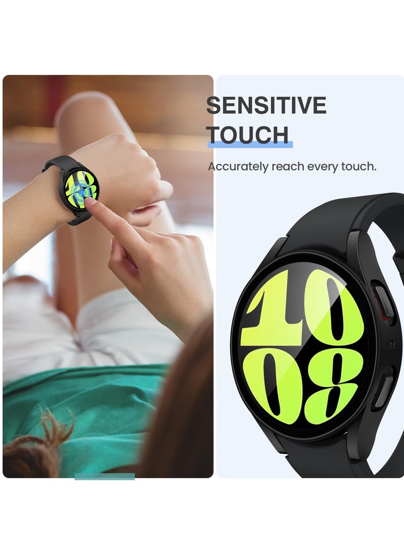Glass Case Compatible with Samsung Galaxy Watch 6 44MM Smartwatch Case Accessories, All Around Hard PC Scratched Resistant Full Protective Cover for Samsung Galaxy Watch 6 44MM,Black  - Image 5