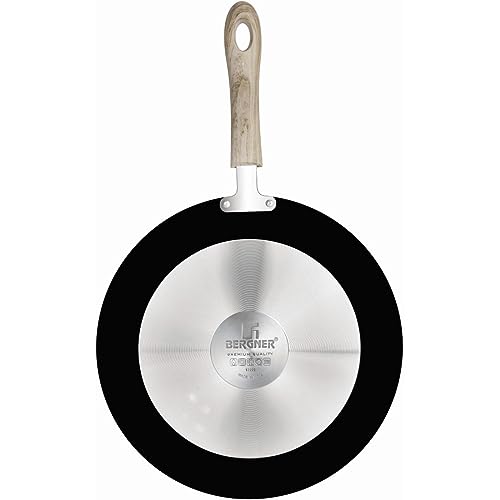 Bergner Bellini Plus Aura 5-Layer Non-Stick 30 cm Flat Tawa, Tava with Soft Touch Wooden Finish Handle, Food Safe, PFOA Free, 4mm Thickness, Easy to Clean, Induction Bottom, Black - Image 4