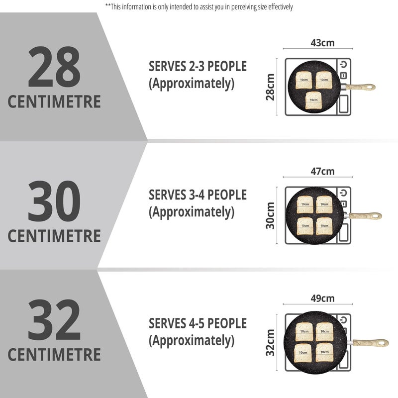 Bergner Bellini Plus Aura 5-Layer Non-Stick 30 cm Flat Tawa, Tava with Soft Touch Wooden Finish Handle, Food Safe, PFOA Free, 4mm Thickness, Easy to Clean, Induction Bottom, Black - Image 2
