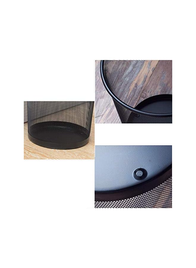 Zaboon Trash Can Circular Mesh Bin Waste Paper Basket，Trash Can Circular Metal Mesh Waste Paper Bin Lightweight Black Color : Black - Image 4