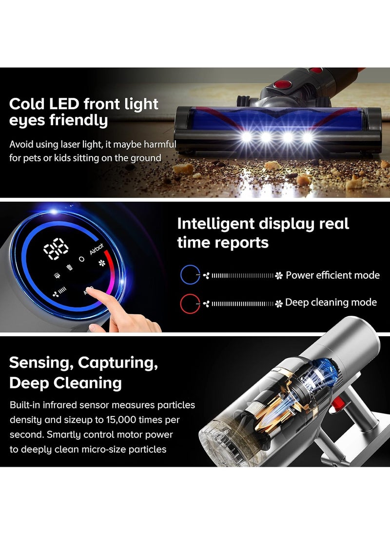 آيربوت - مكنسة كهربائية لاسلكية، مكنسة كهربائية 4 في 1 مع شاشة LED، محرك بدون فرشاة بقوة شفط قوية 27 كيلو باسكال، مكنسة يدوية خفيفة الوزن للأرضيات الصلبة والسجاد - Image 1