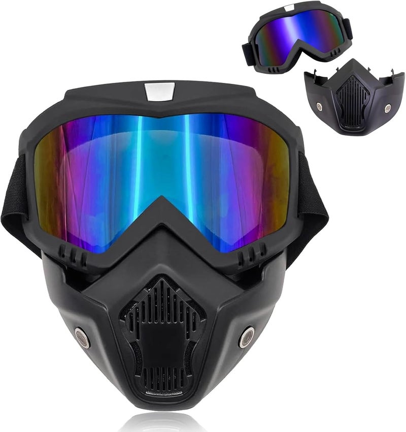 VJK Motorcycle Goggles with Removable Face Mask - Windproof and Anti-Fog for Outdoor Activities - Image 1