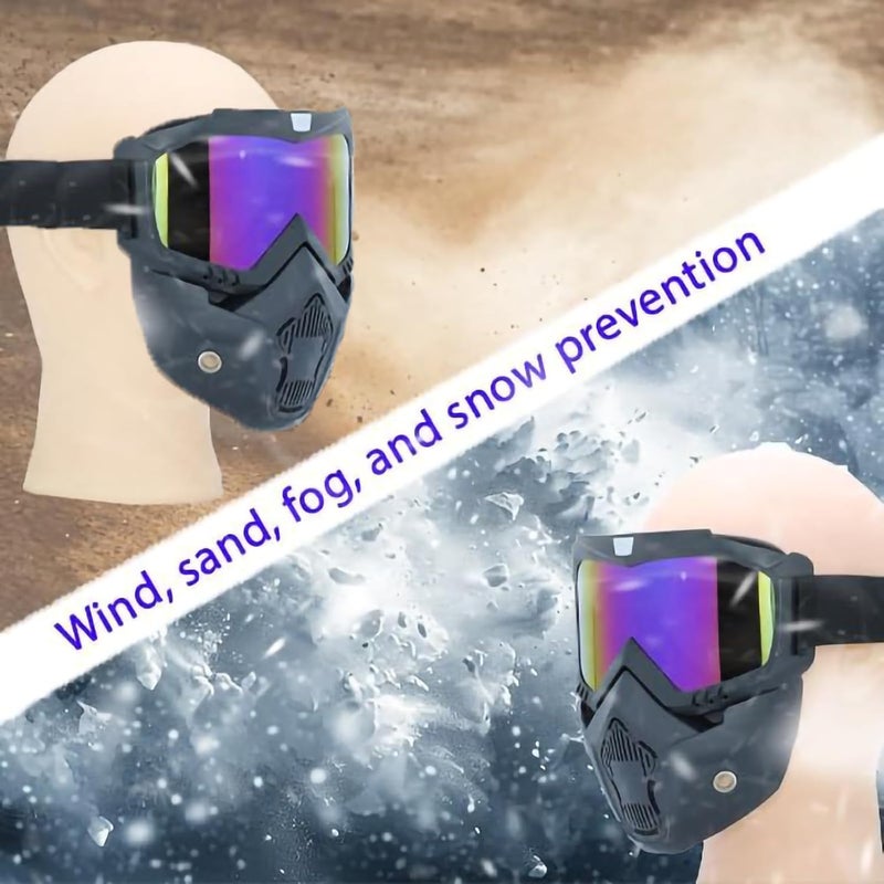 VJK Motorcycle Goggles with Removable Face Mask - Windproof and Anti-Fog for Outdoor Activities - Image 5